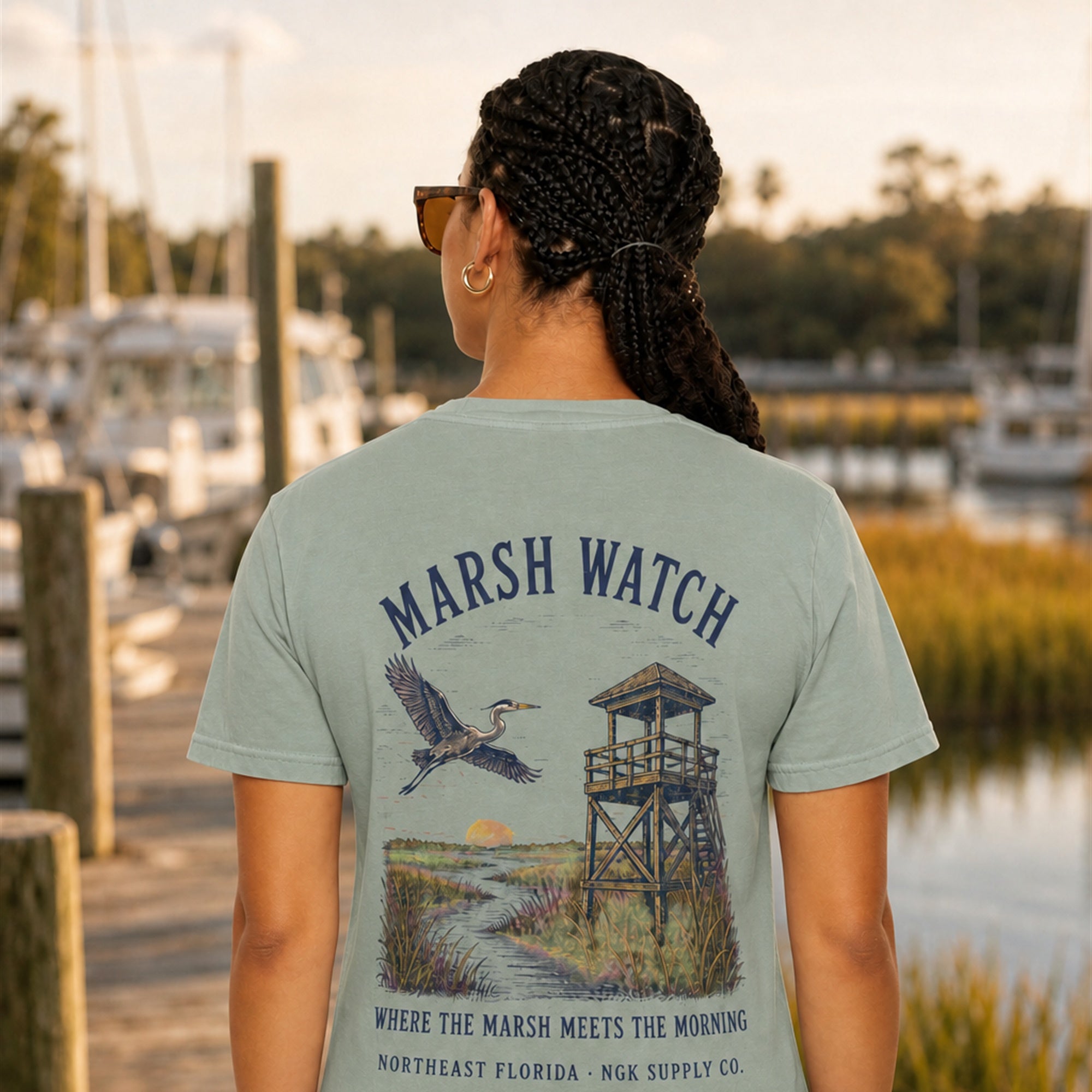 Marsh Watch T-Shirt — Coastal Wildlife Graphic Tee