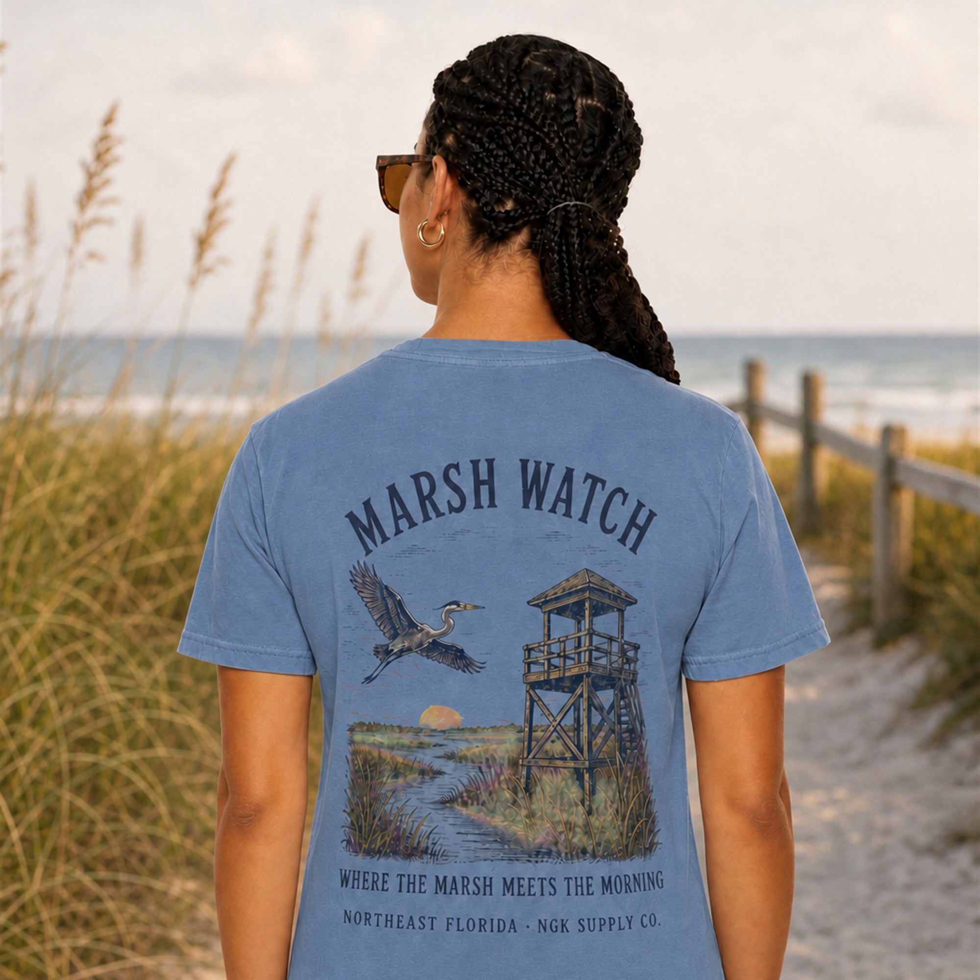 Marsh Watch T-Shirt — Coastal Wildlife Graphic Tee
