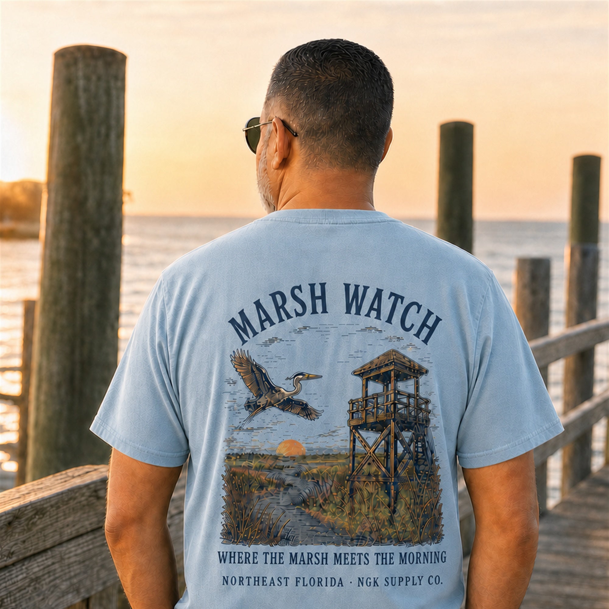 Marsh Watch T-Shirt — Coastal Wildlife Graphic Tee