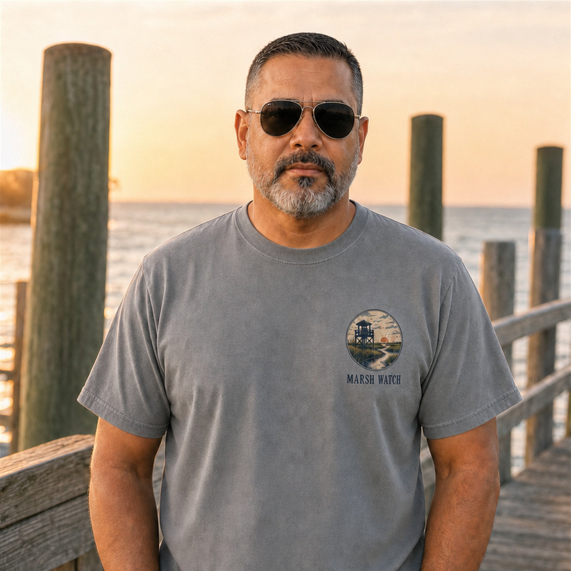 Marsh Watch T-Shirt — Coastal Wildlife Graphic Tee