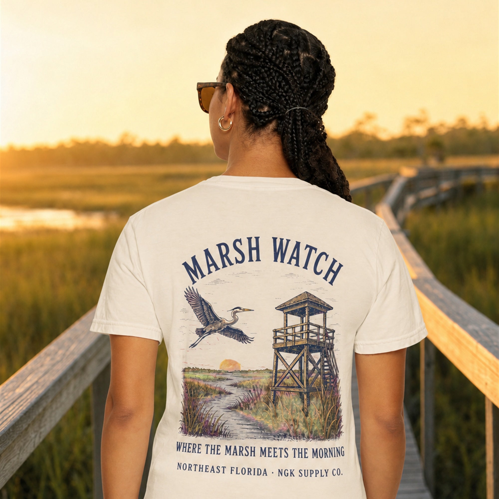 Marsh Watch T-Shirt — Coastal Wildlife Graphic Tee