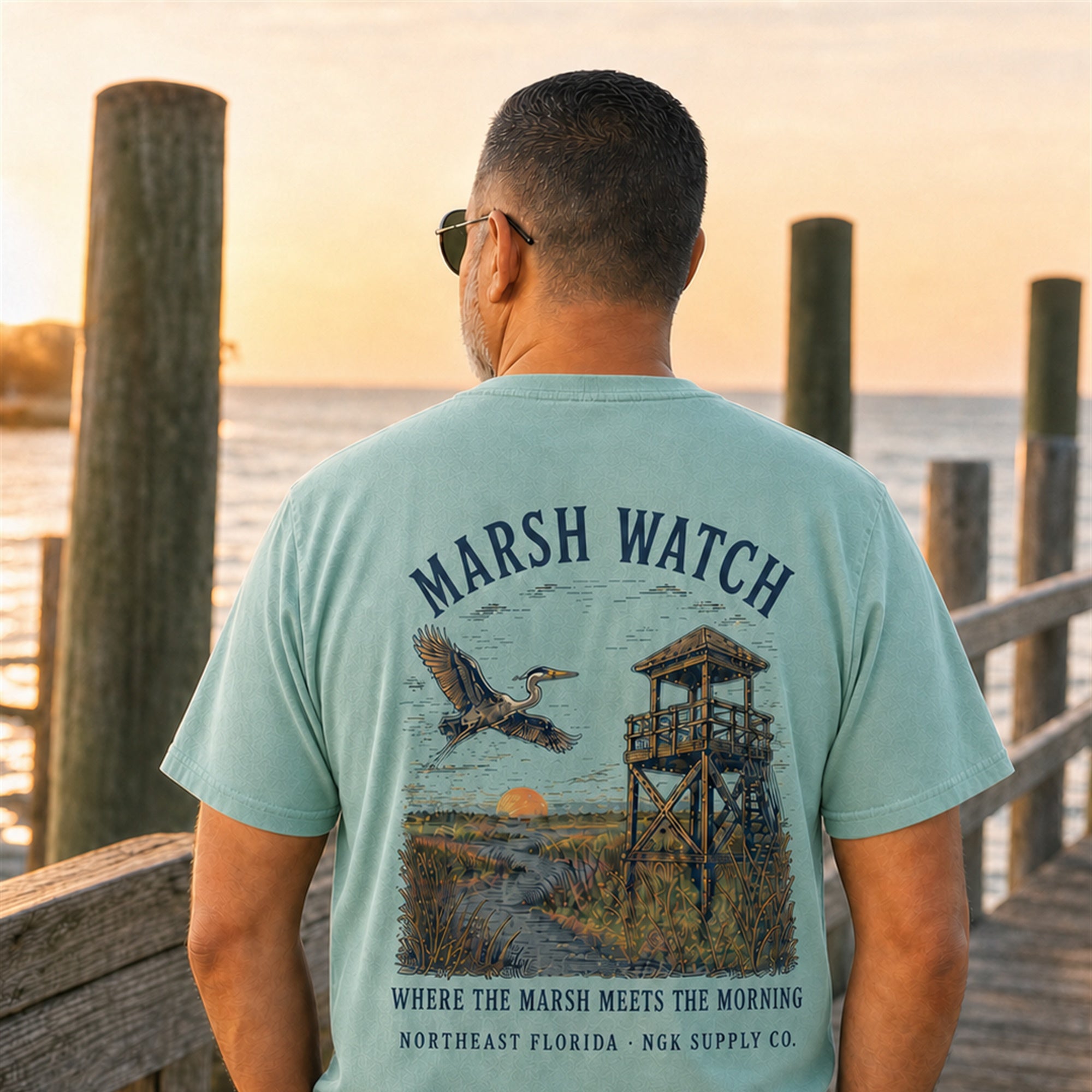 Marsh Watch T-Shirt — Coastal Wildlife Graphic Tee