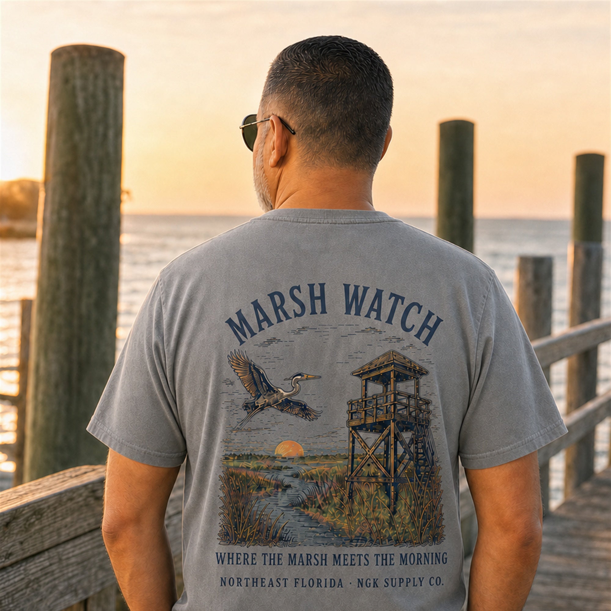 Marsh Watch T-Shirt — Coastal Wildlife Graphic Tee